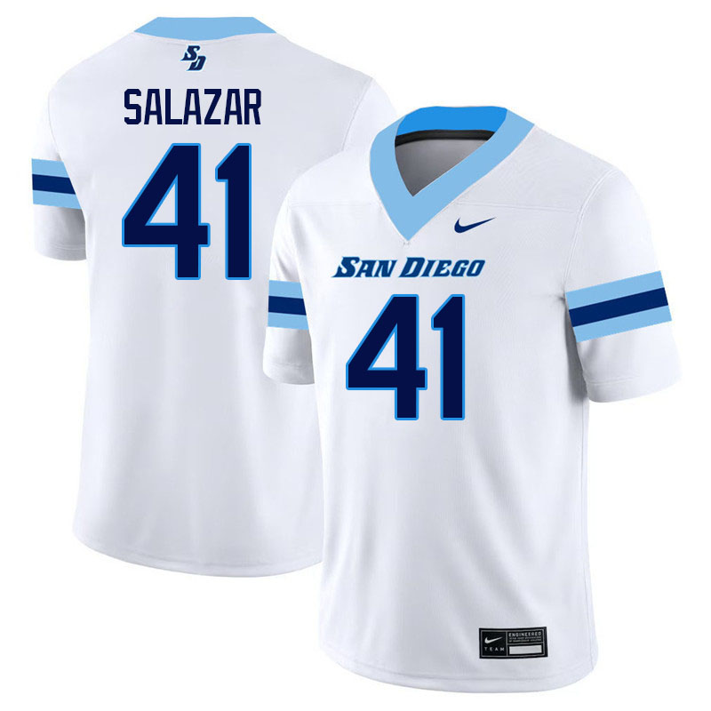 San Diego Toreros #41 Emiliano Salazar College Football Jerseys,Uniforms-White